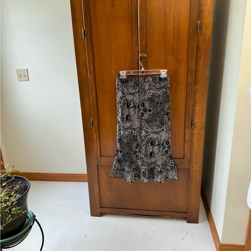 LAPIS Anthropologie silk maxi/midi skirt ruffle hem MED L29 in